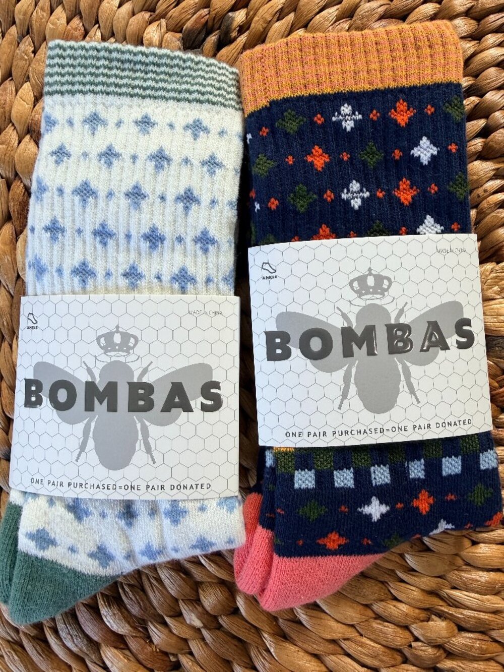 Bombas Women’s Retro Fair Isle Ankle Socks 2-Pack NWT Med 8-9.5
